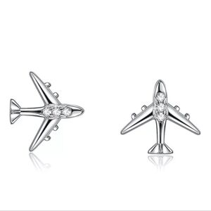 Airplane stud earrings 925 sterling silver